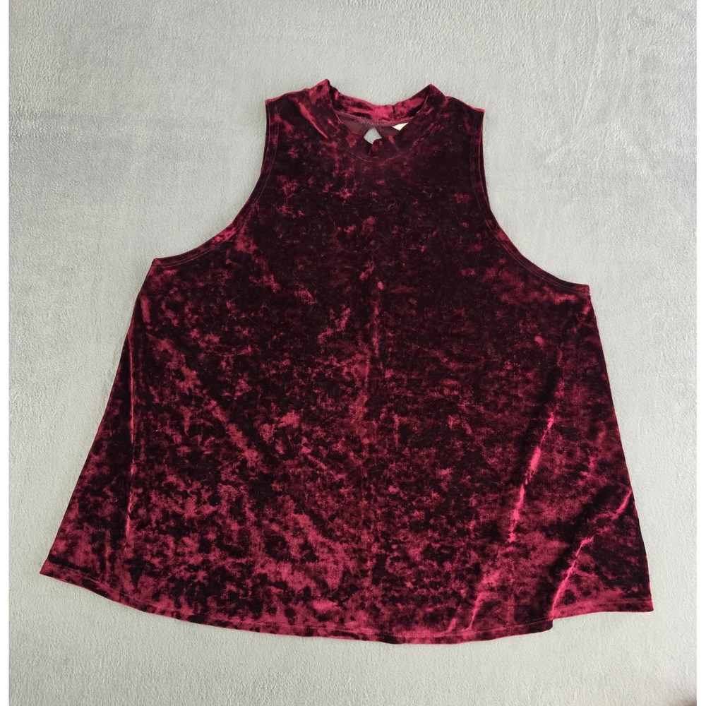 Velvet Mock Neck Swing Tank Top Womens XL Burgundy Arizona Jeans